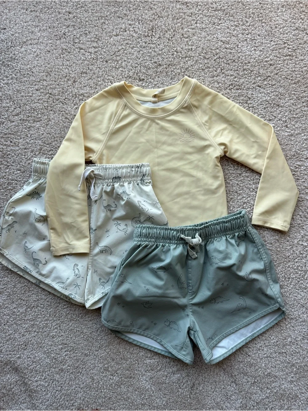 Quincy Mae Rashguard and swim shorts Two-Piece Sets - Yellow, Beige, Sage
